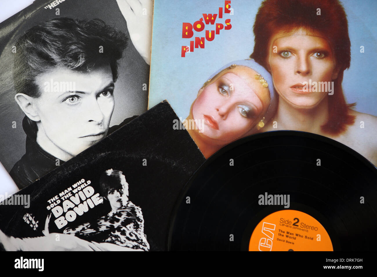 David Bowie-LP und Abdeckungen Stockfoto