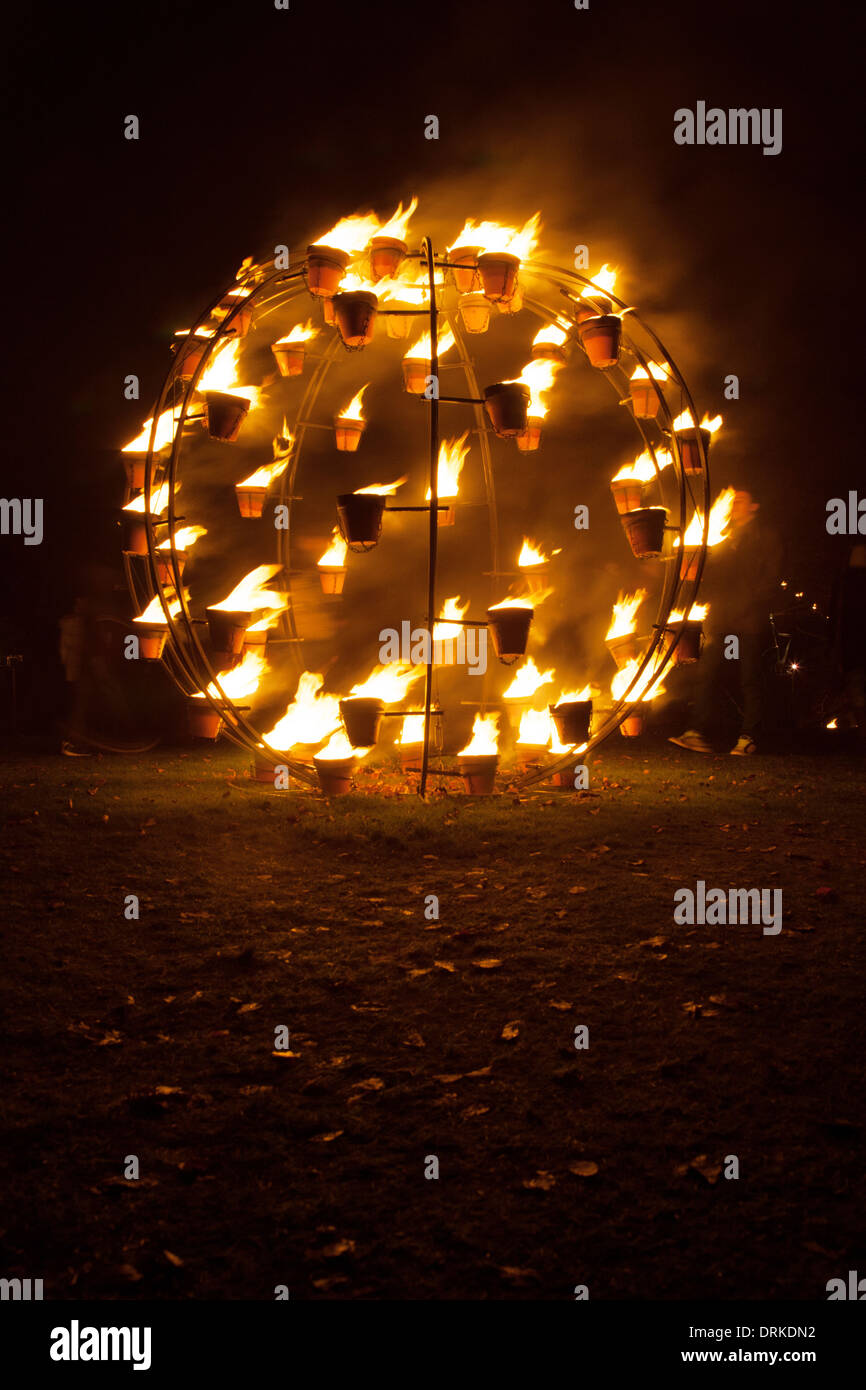 Feuer Garten St. Columb Park Lumiere Derry Londonderry Nordirland November bis Dezember 2013 Kulturstadt Stockfoto