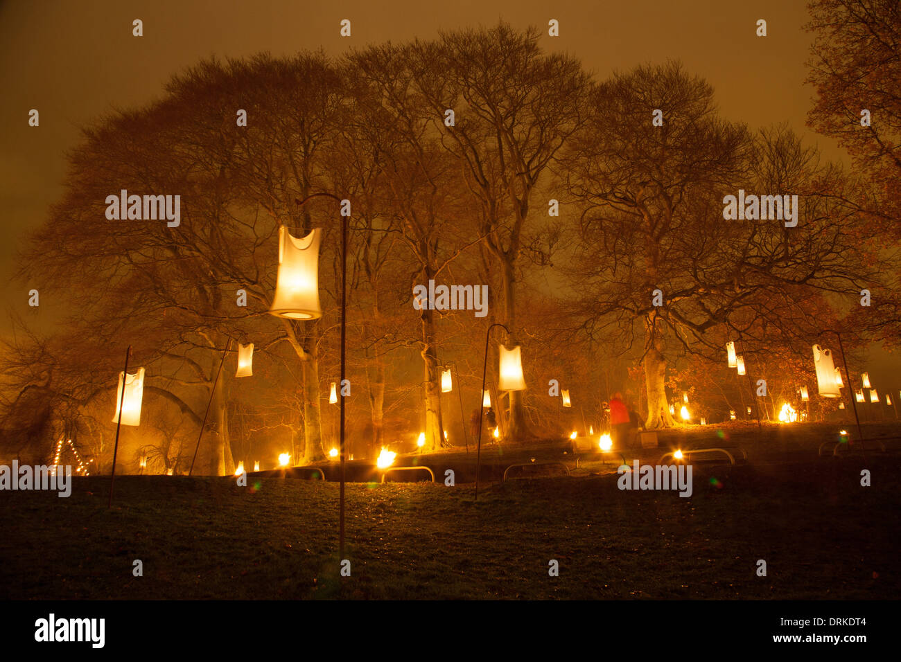Feuer Garten St. Columb Park Lumiere Derry Londonderry Nordirland November bis Dezember 2013 Kulturstadt Stockfoto