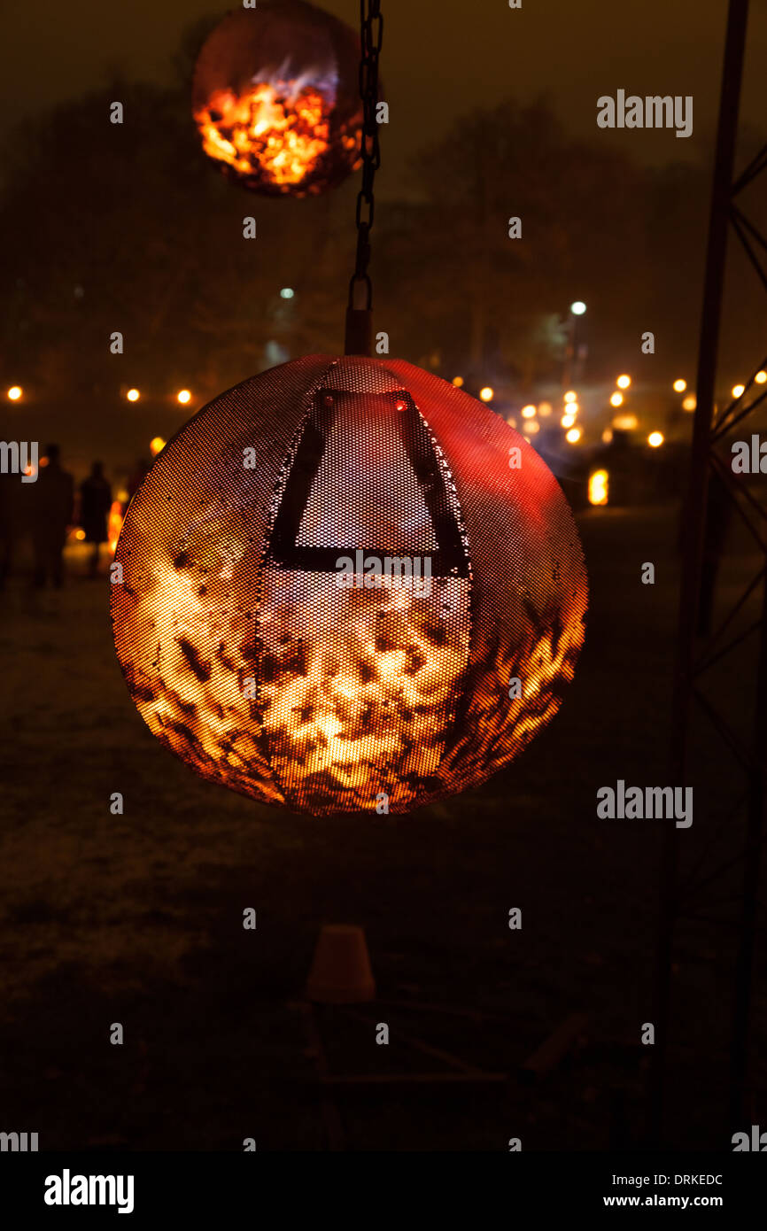 Feuer Garten St. Columb Park Lumiere Derry Londonderry Nordirland November bis Dezember 2013 Kulturstadt Stockfoto