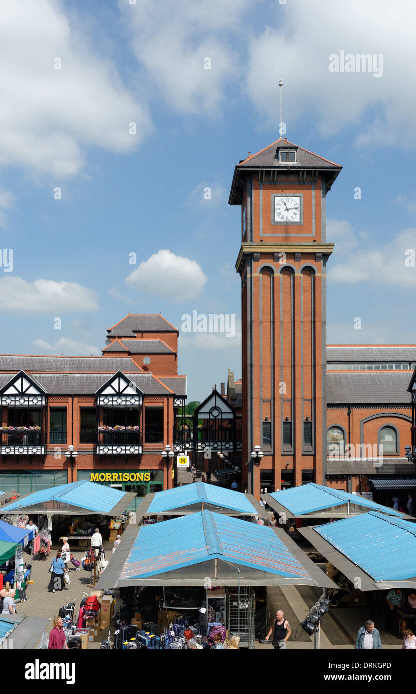 Wigan-Markt und die Galerien bilden einen wesentlichen Bestandteil der Wigan Stadtzentrum Stockfoto