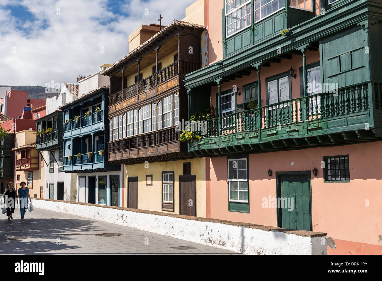 18. Jahrhunderts Villen, Balkone, Santa Cruz, La Palma, Spanien Stockfoto