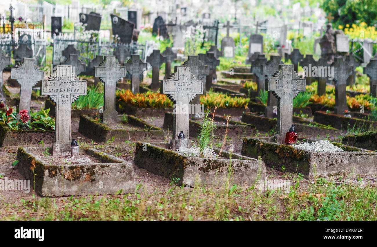 Gräber der polnischen Soldaten. Stockfoto