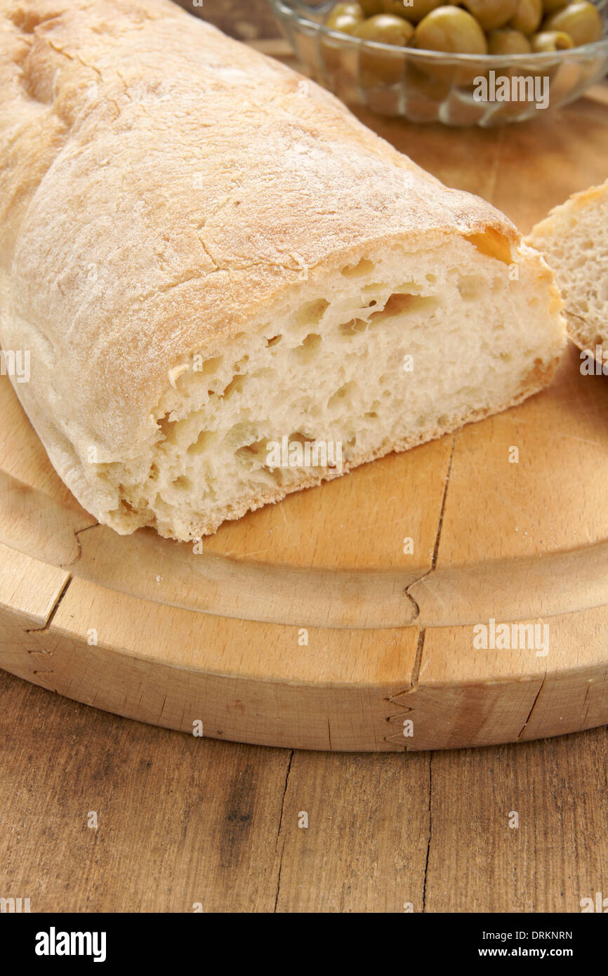 Italienische Ciabatta Brot manchmal bekannt als Pantoffel-Brot Stockfoto