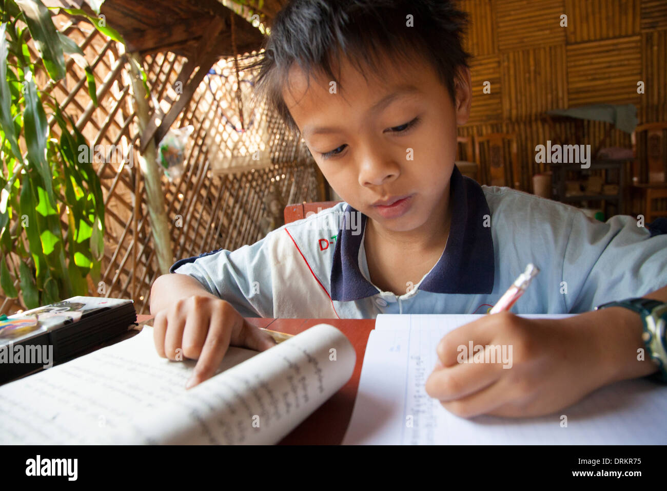 Junge studieren in Bagan Myanmar Stockfoto