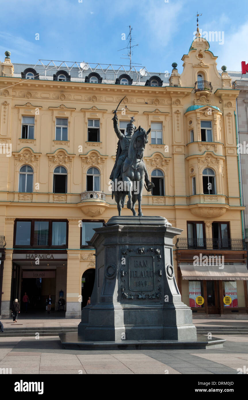 Reiterstandbild nach Josip Jelačić, Jelačić-Platz, Zagreb, Kroatien Stockfoto