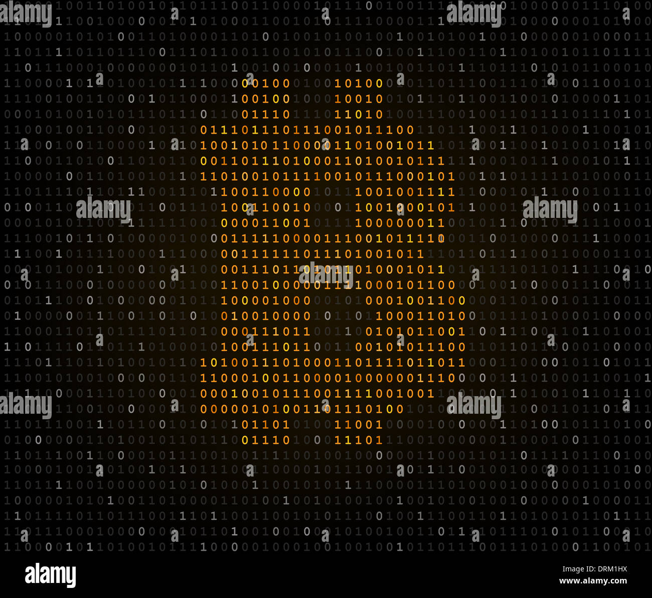 Bitcoin-Symbol-Binär-code Stockfoto