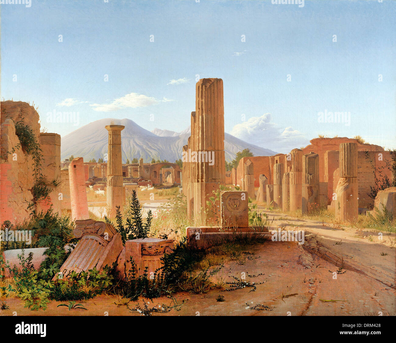Christen Sie Kobke, das Forum in Pompeji mit dem Vesuv im Hintergrund 1841 Öl auf Leinwand. Das J. Paul Getty Museum. Stockfoto