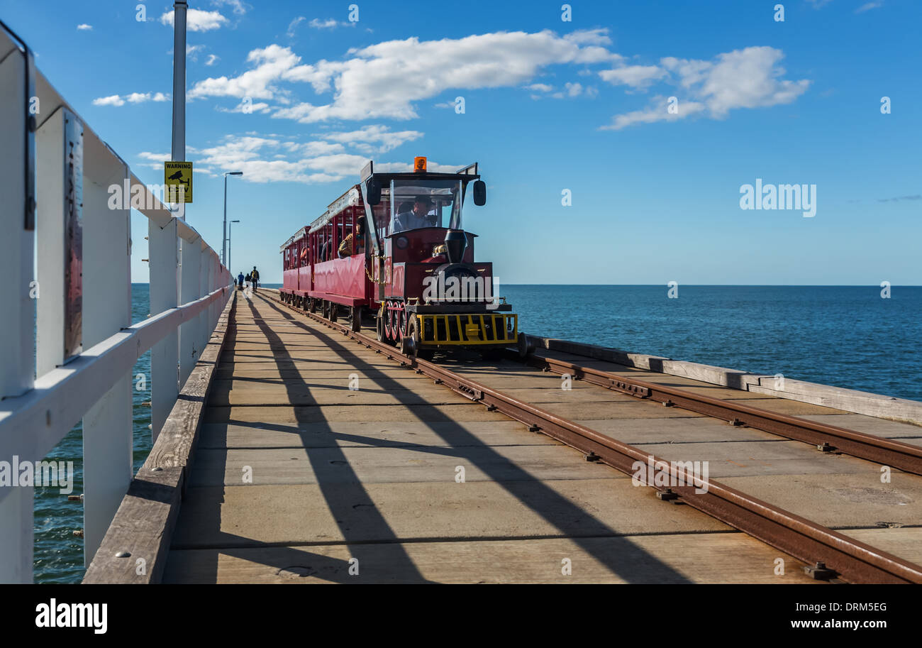 Busselton Jetty Zug, Busselton, Western Australia, Australien Stockfoto