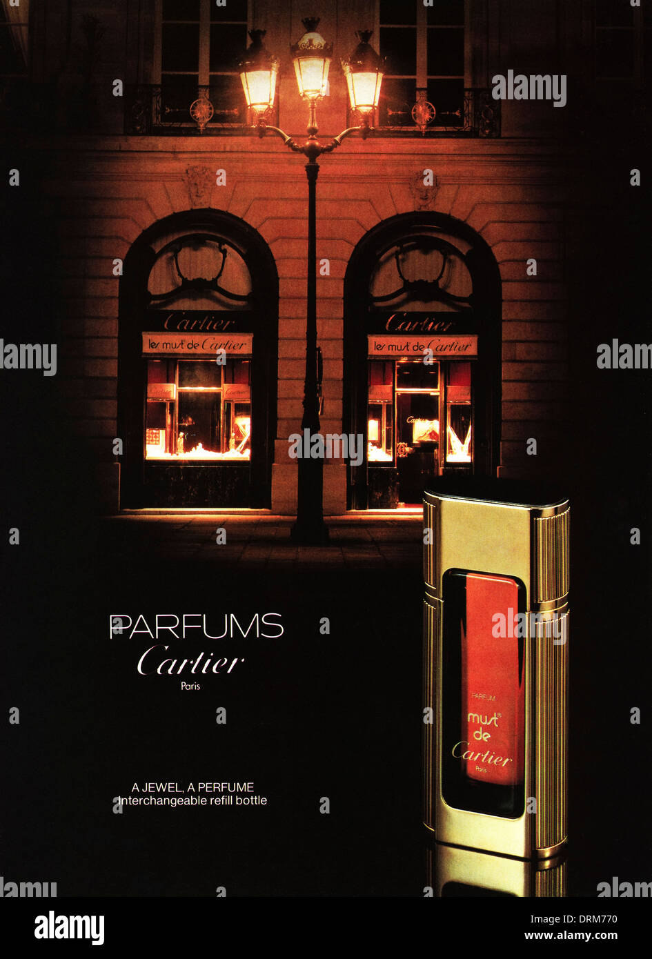 1980er Jahre Mode Magazin Werbung Werbung Parfum von CARTIER, Anzeige ca. 1983 Stockfoto