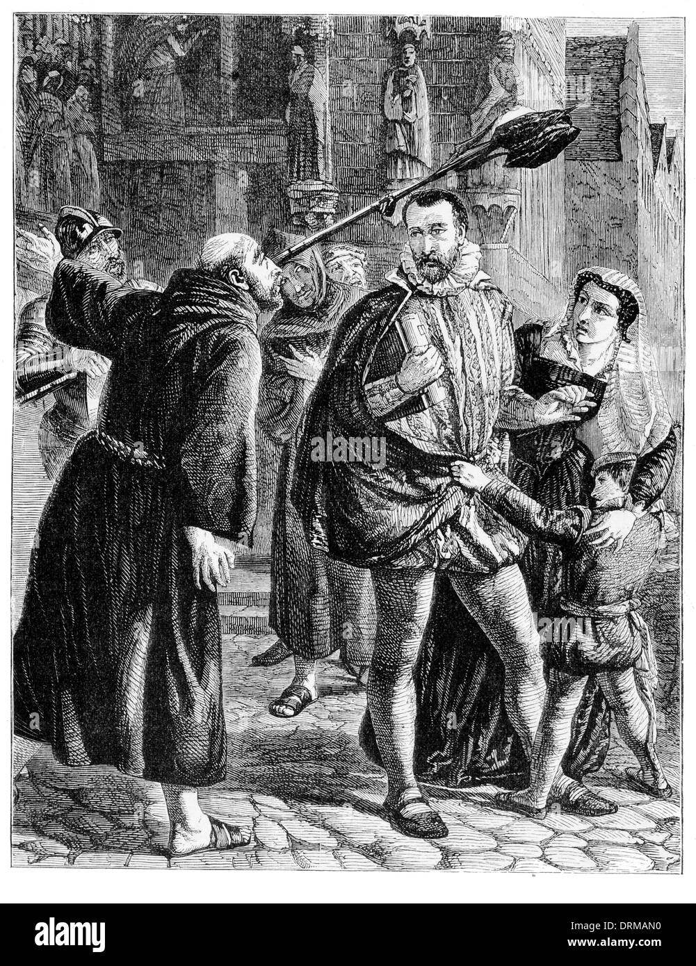Die Verfolgung von den Reformern in Paris 1559 Stockfoto