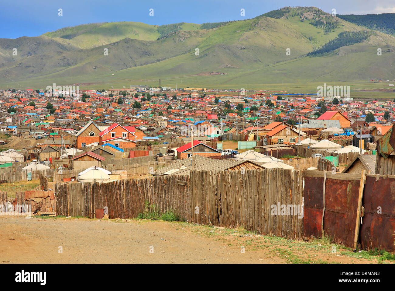 Mongolische Ger in Ulaanbaatar Vororten Stockfoto