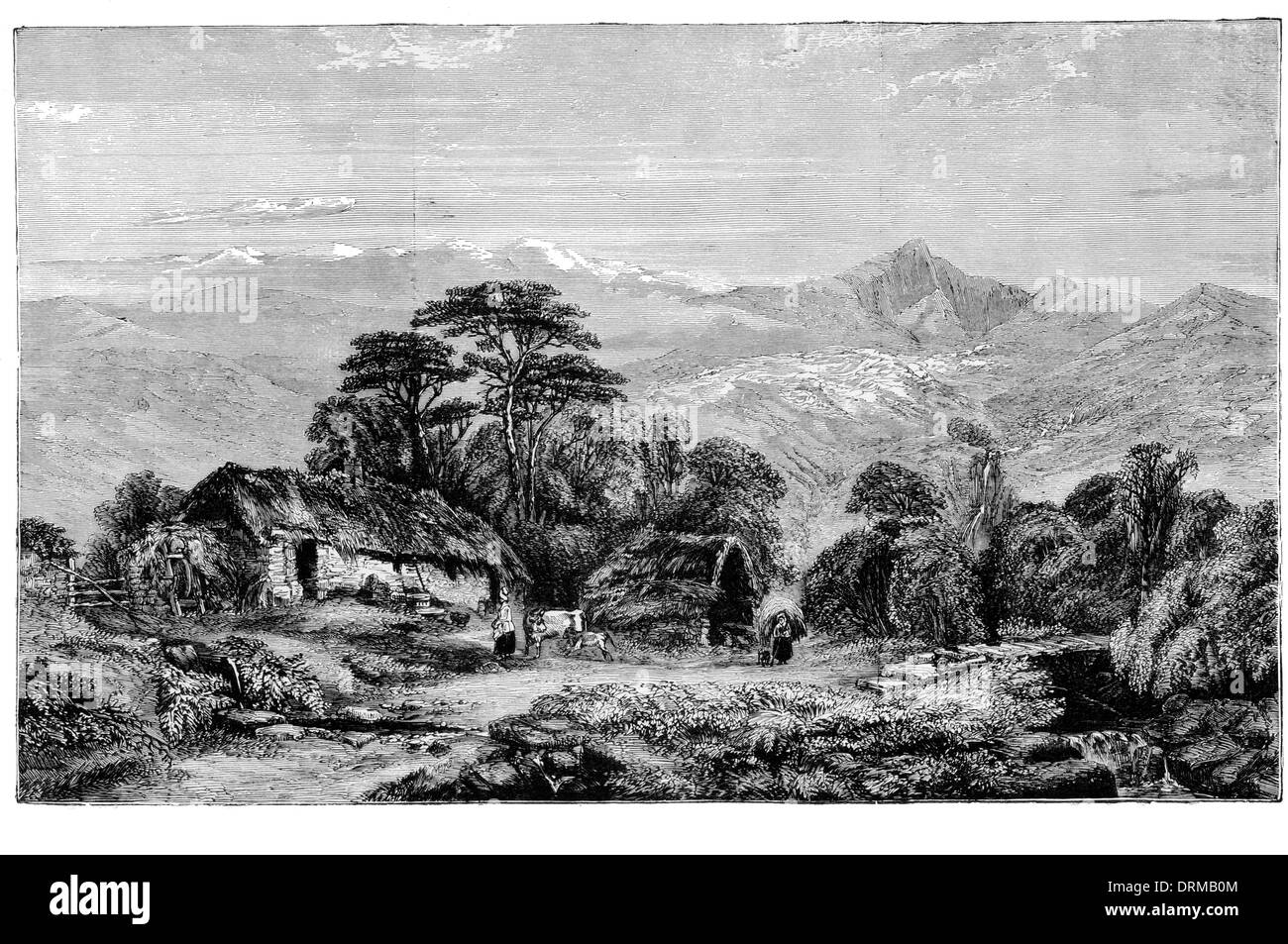 Scottish Highland Homestead um 1880 Stockfoto