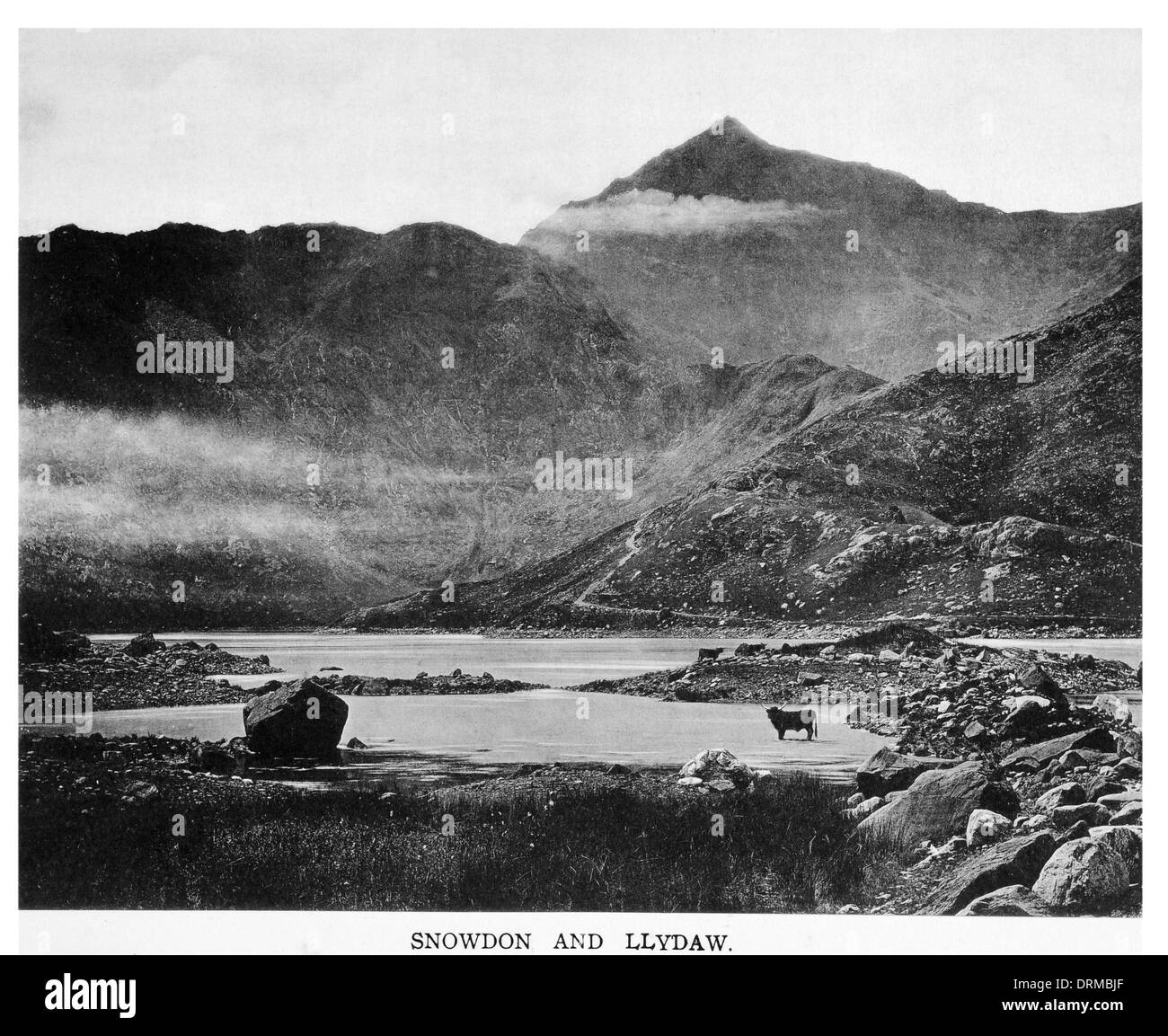Snowdon und Llyn Sheetrim North Wales Snowdonia National Park fotografiert um 1910 Stockfoto