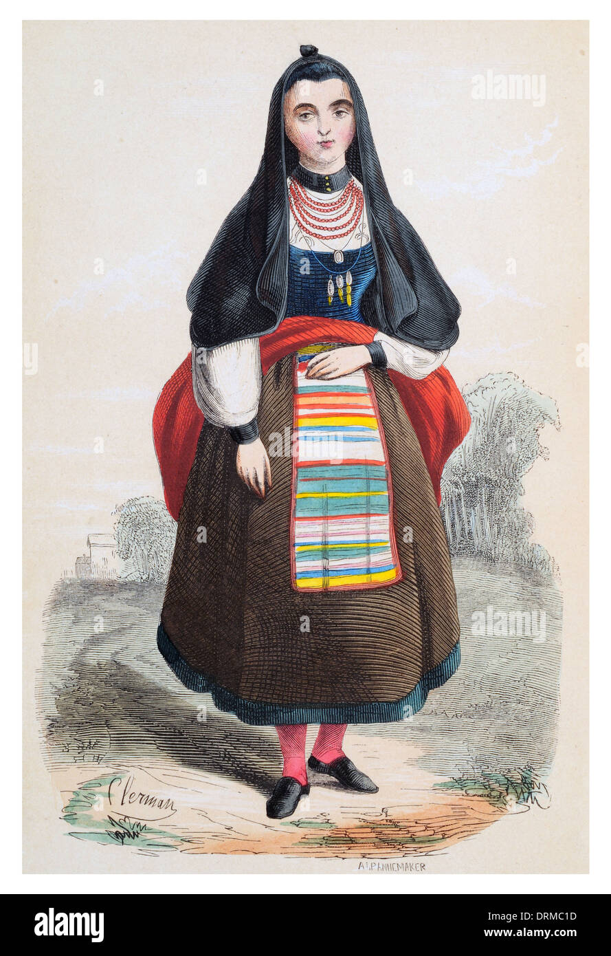 Frau von Salamanca eine Stadt im Nordwesten Spaniens, Hauptstadt der gleichnamigen Provinz in der Gemeinschaft Kastilien-León ca. 1848 Stockfoto