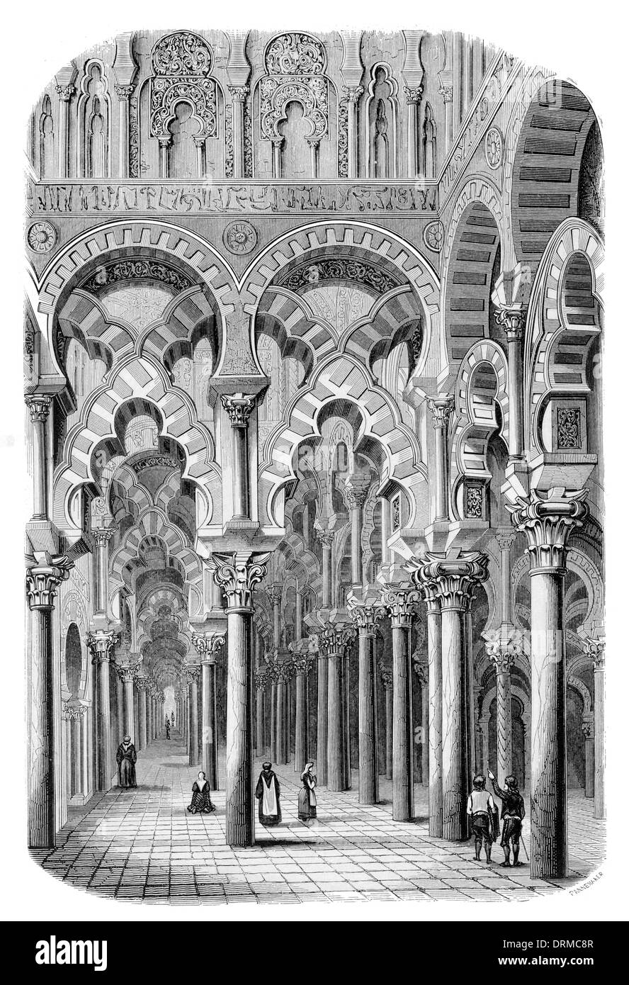 Die Moschee-Kathedrale von Córdoba Andalusien Innenraum ca. 1848 Stockfoto