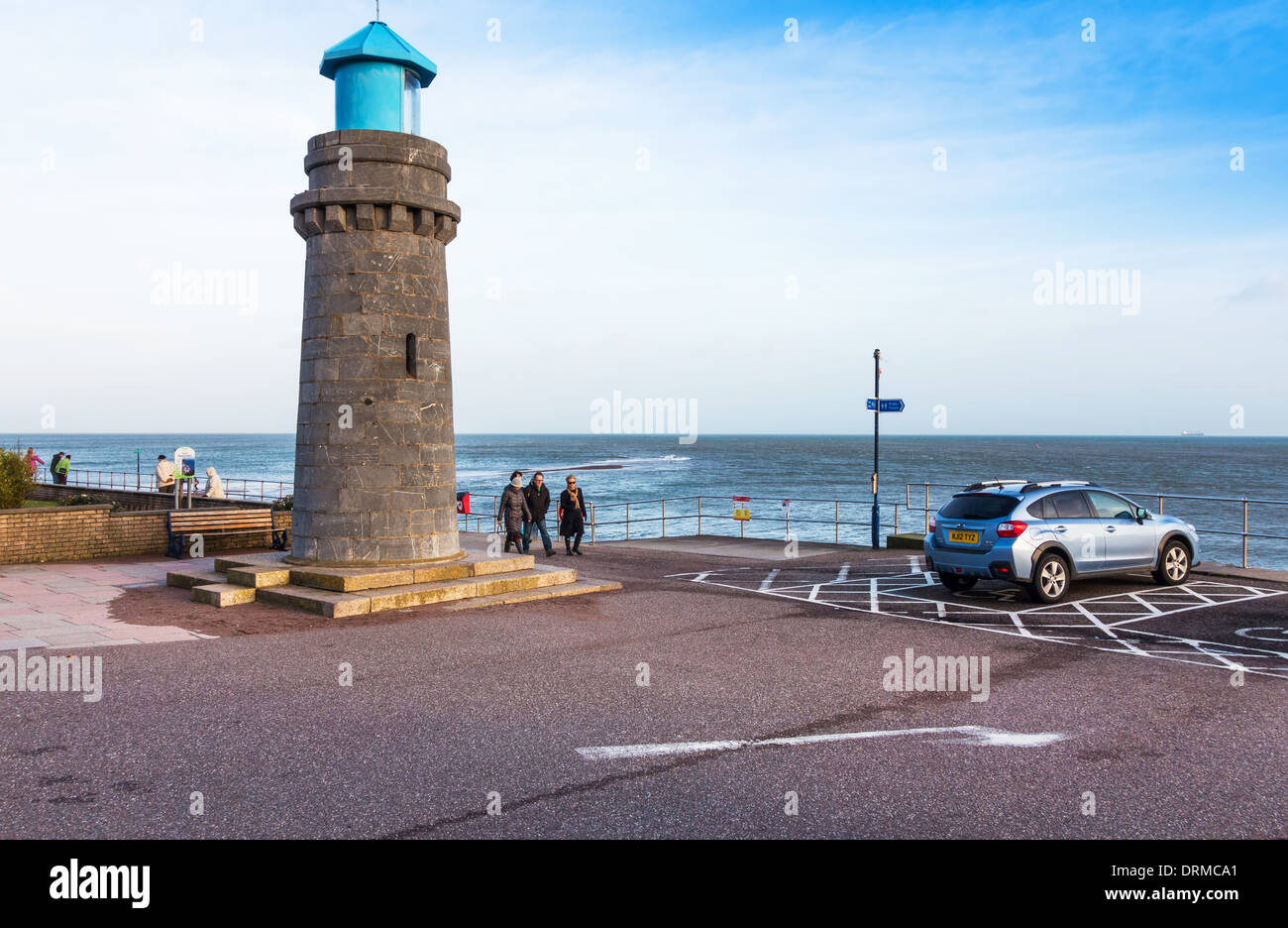 Teignmouth, Devon, England. 25. Januar 2014. Teignmouth Leuchtturm am Meer an einem Wintertag. Stockfoto