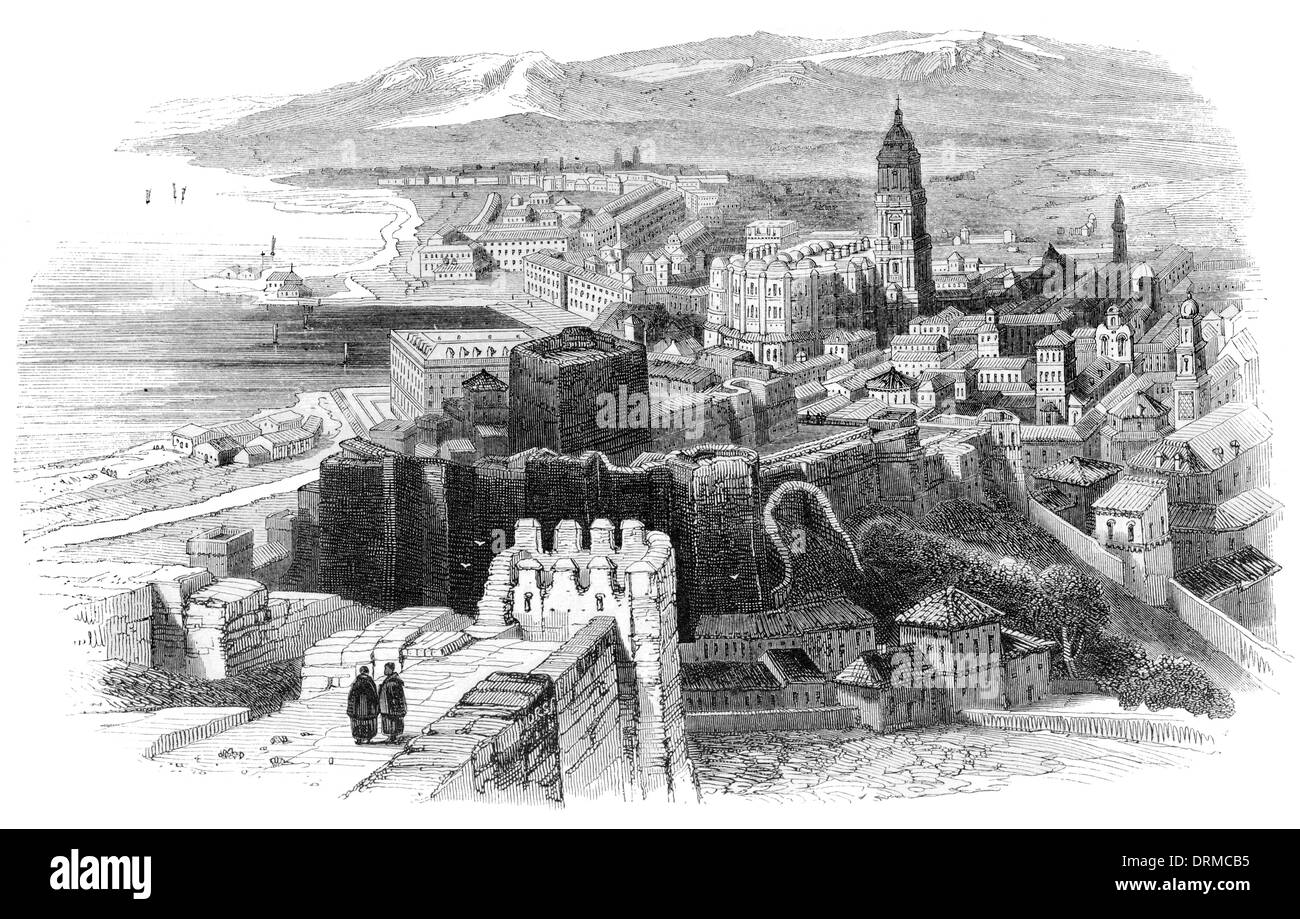 Málaga Stadt, Hauptstadt der Provinz Málaga, in der autonomen Gemeinschaft von Andalusien, ca. 1848 Stockfoto