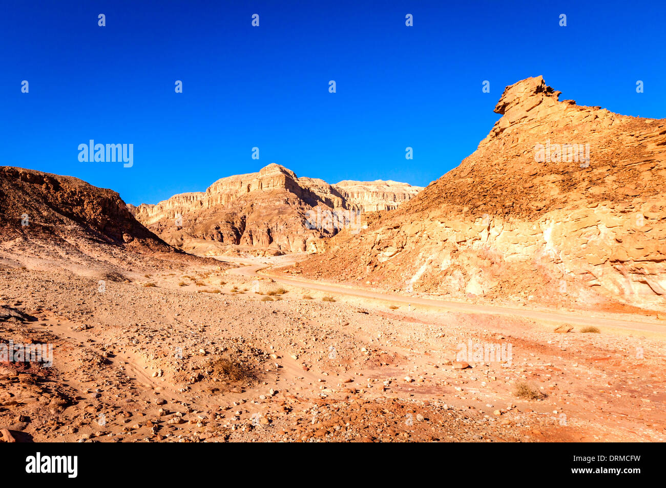 Wüstenlandschaft im Timna Nationalpark in Israel Stockfoto