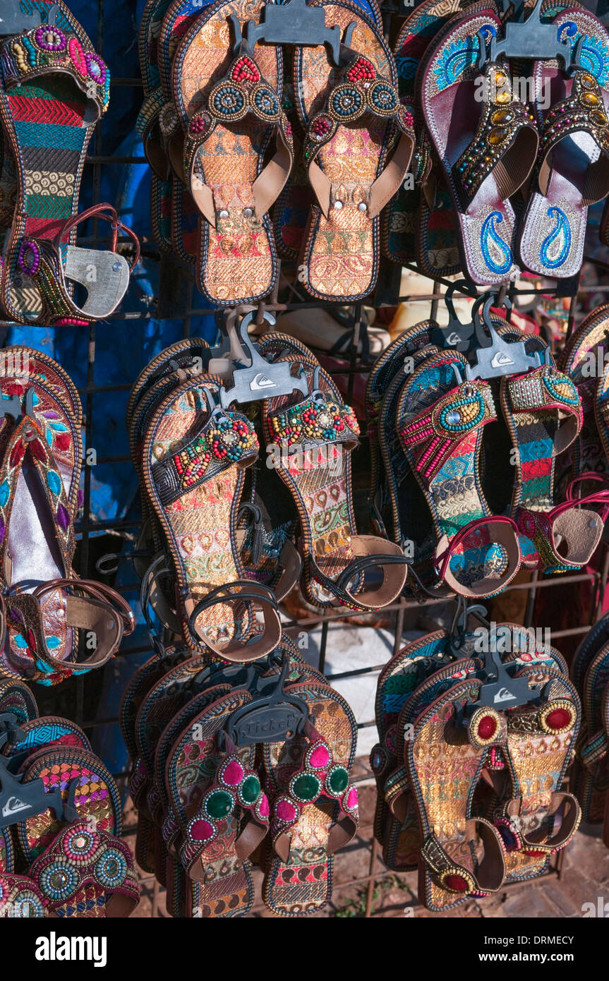 Sandalen zum Verkauf Calangute Bardez-Goa Indien Stockfoto