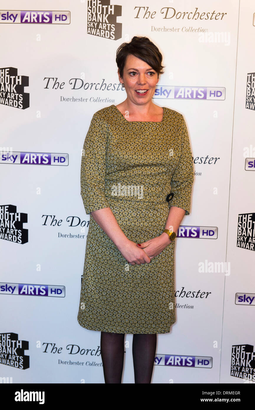 Olivia Colman posiert an der South Bank Sky Arts Awards im Dorchester Hotel 27. Januar 2014 in London, England. Stockfoto