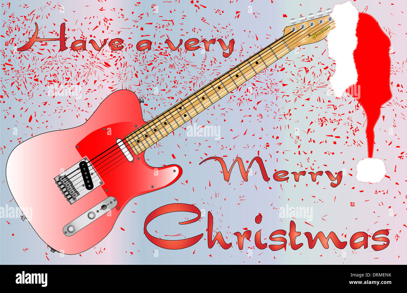 Ein Rock Gitarre Weihnachtskarte mit Frohe Weihnachten-SMS-Nachricht  Stockfotografie - Alamy