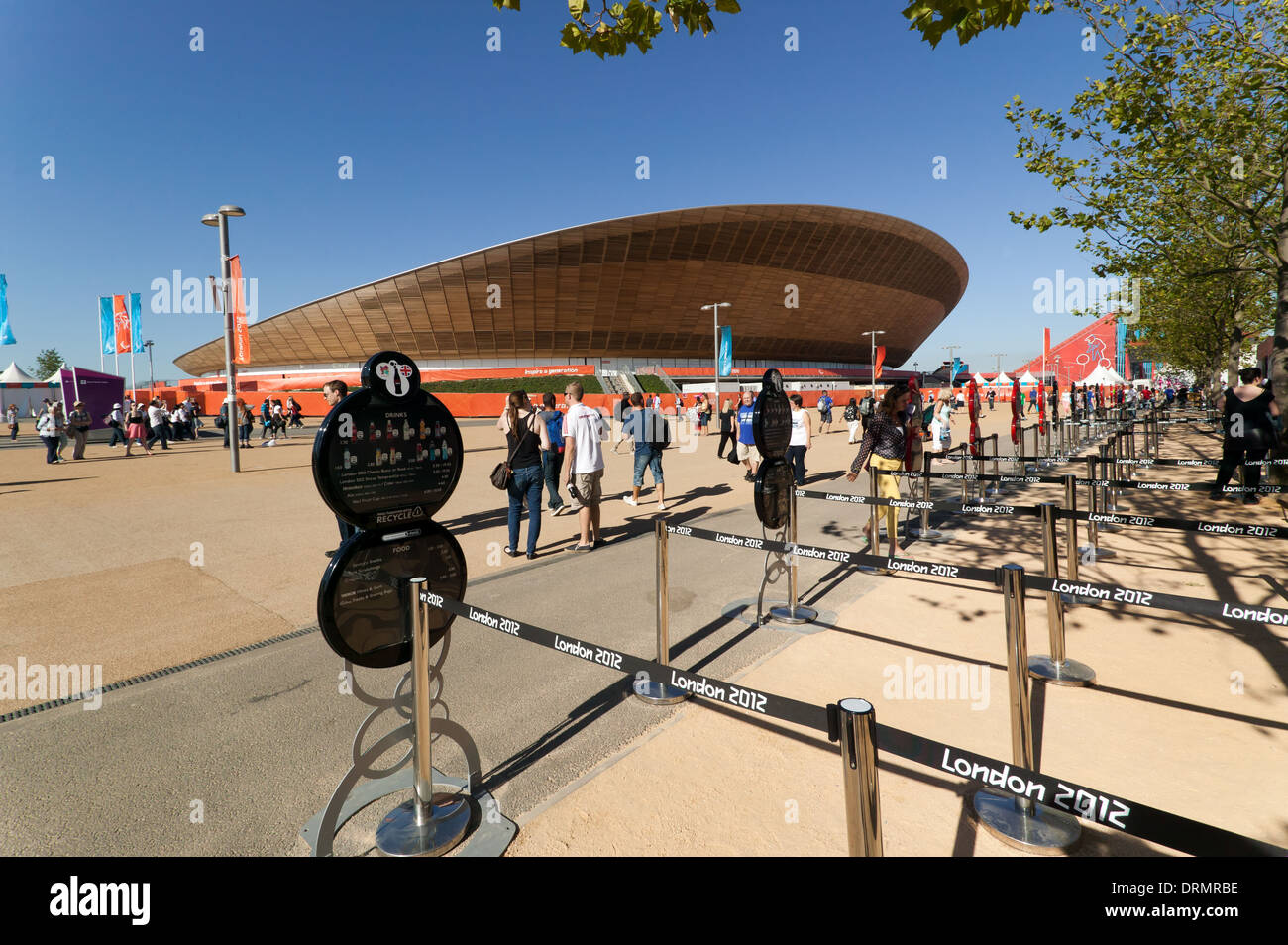 Blick auf der Radrennbahn im Olympia-Park, Stratford. Stockfoto