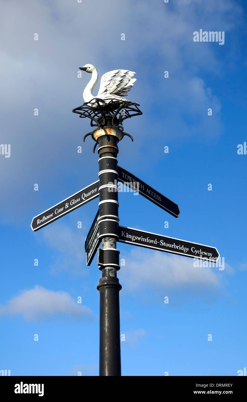 Metall Schild, Swan Lane, Wordsley, West Midlands, England, Großbritannien Stockfoto