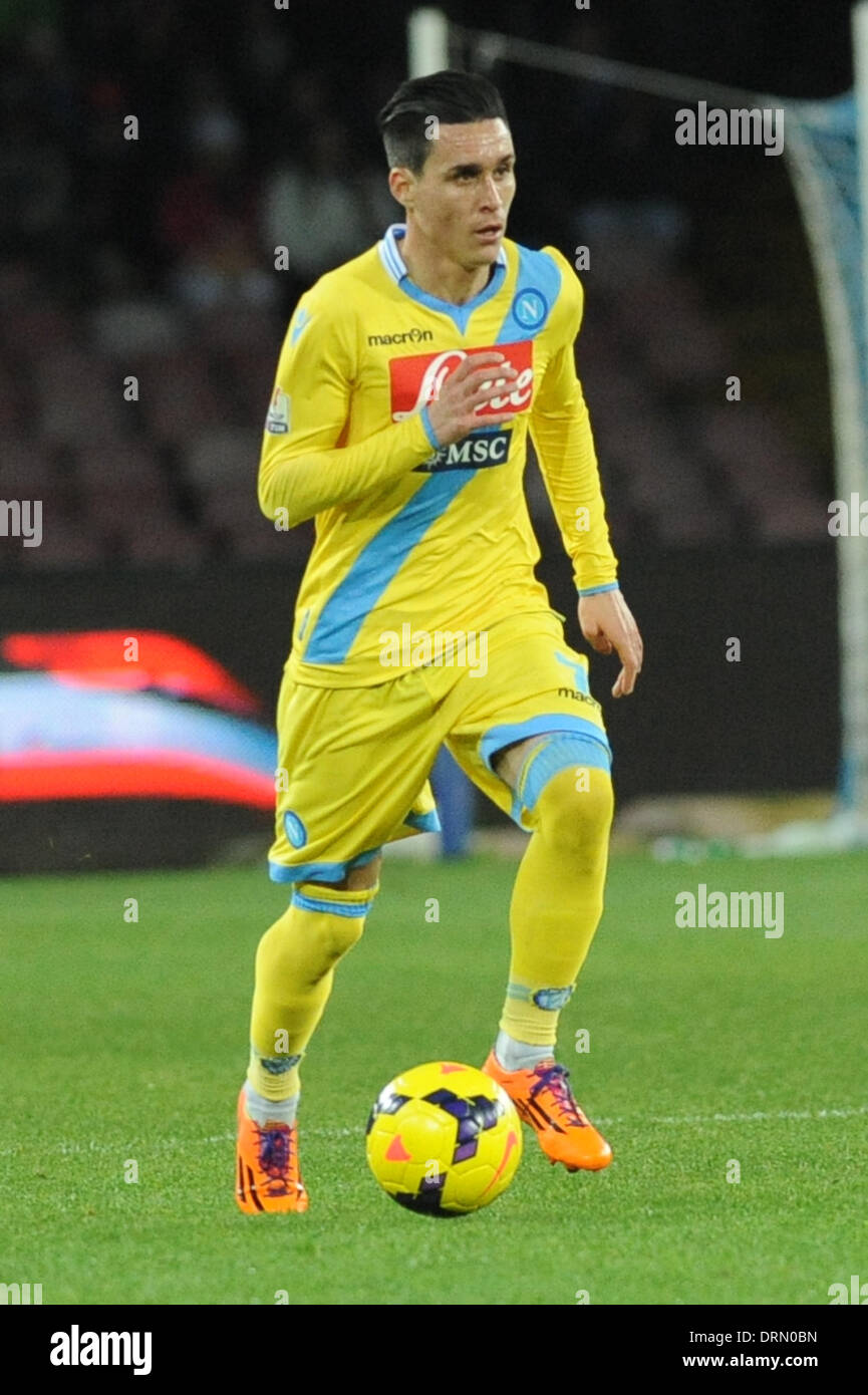 29. Januar 2014 - Neapel, Italien - Neapel, Italien - 29. Jan, 2014.Jose Callejon SSC Napoli in Aktion während Football / Soccer: italienische TIM Cup-match zwischen SSC Napoli und SS Lazio im Stadio San Paolo in Neapel, Italien. (Kredit-Bild: © Franco Romano/NurPhoto/ZUMAPRESS.com) Stockfoto