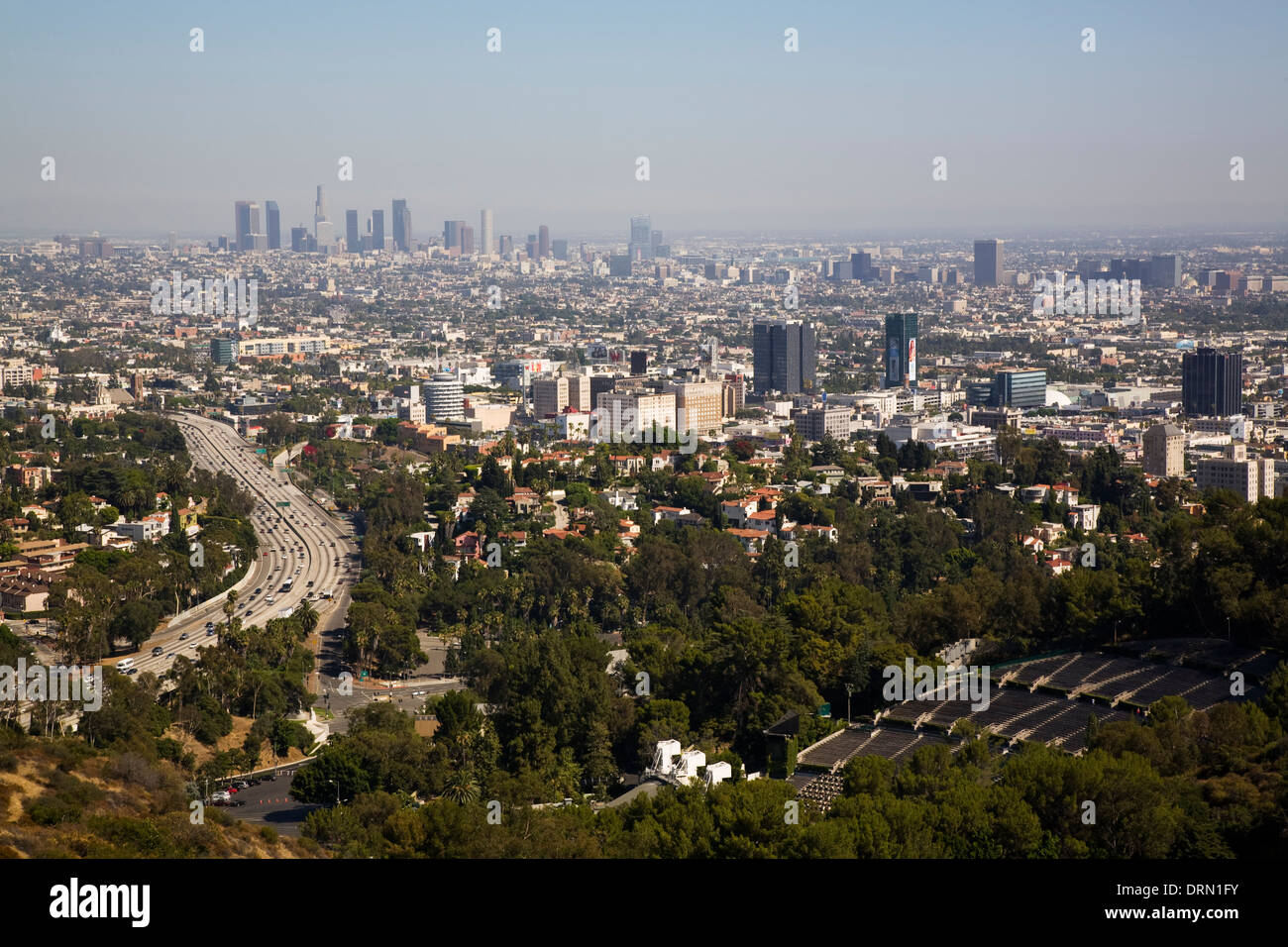 Hollywood Bowl mit Freeway, Los Angeles, CA, Kalifornien Stockfoto
