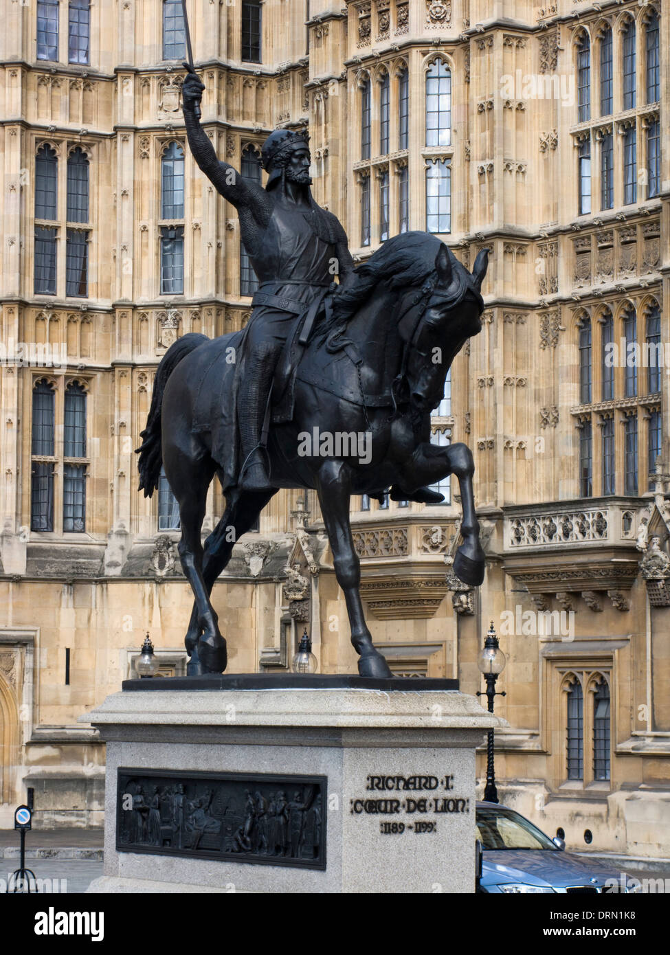 Richard 1 The Lionheart Coeur de Lion Statue außerhalb der Palace of Westminster, London, UK Stockfoto