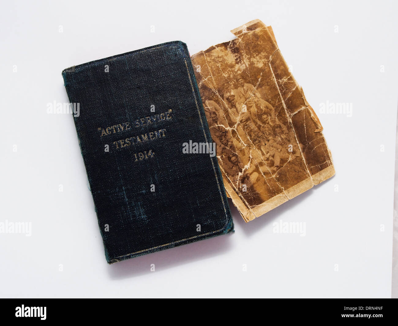 Aktivdienst 1914 mit Testament alt ein Foto der Mitglieder des im Manchester Regiment. Stockfoto