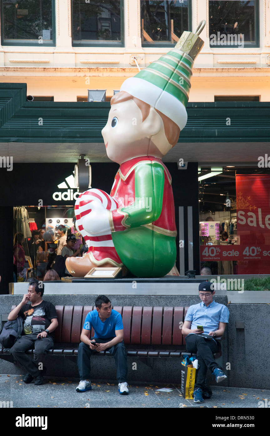 Weihnachtsschmuck in der Elizabeth Street Mall, Brisbane Stockfoto