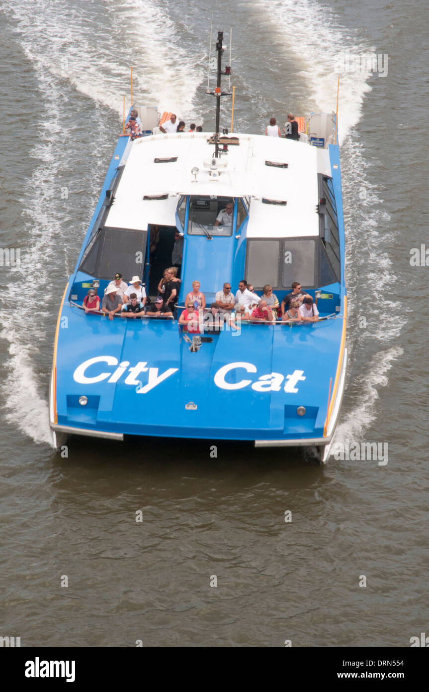 City Cat Katamaran-Transport-Dienst auf dem Brisbane River, Queensland, Australien Stockfoto