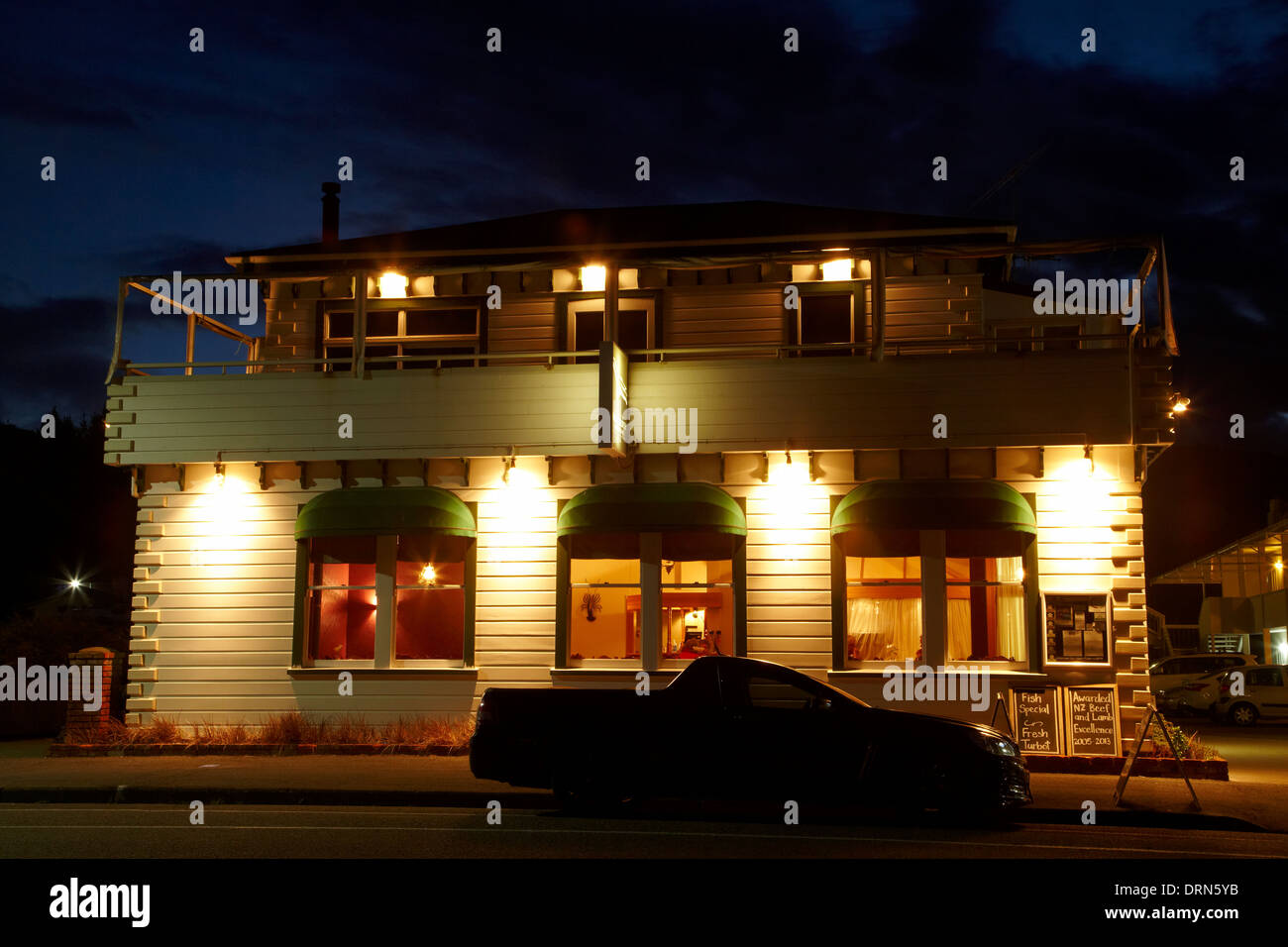 White-Morph-Restaurant und Bar, Kaikoura, Südinsel, Neuseeland Stockfoto