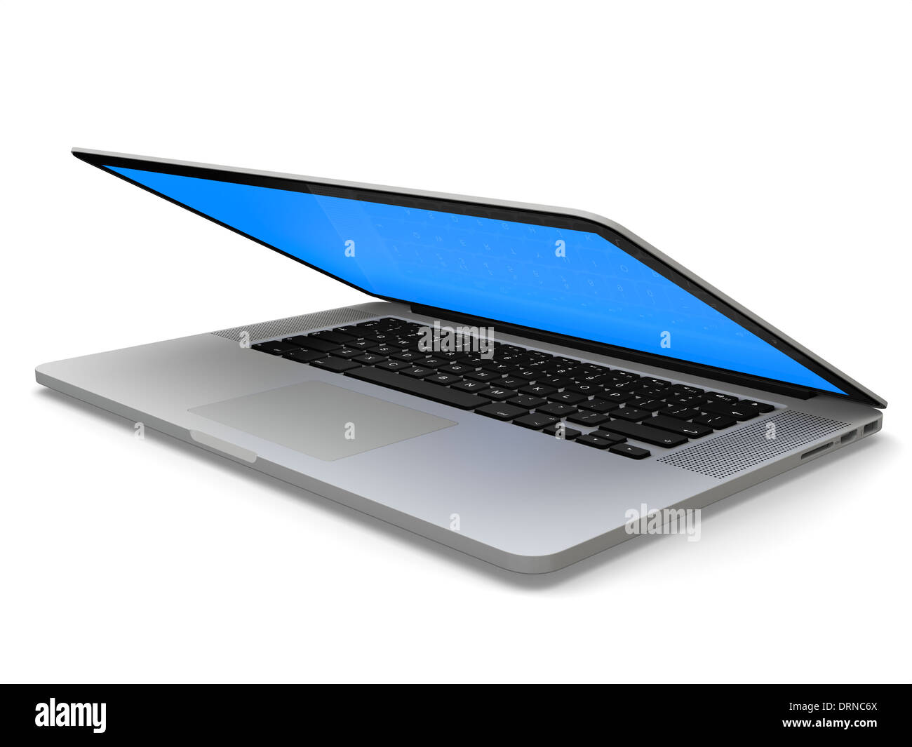 Laptop Computer leeren weißen Bildschirm isoliert auf weißem Hintergrund Stockfoto