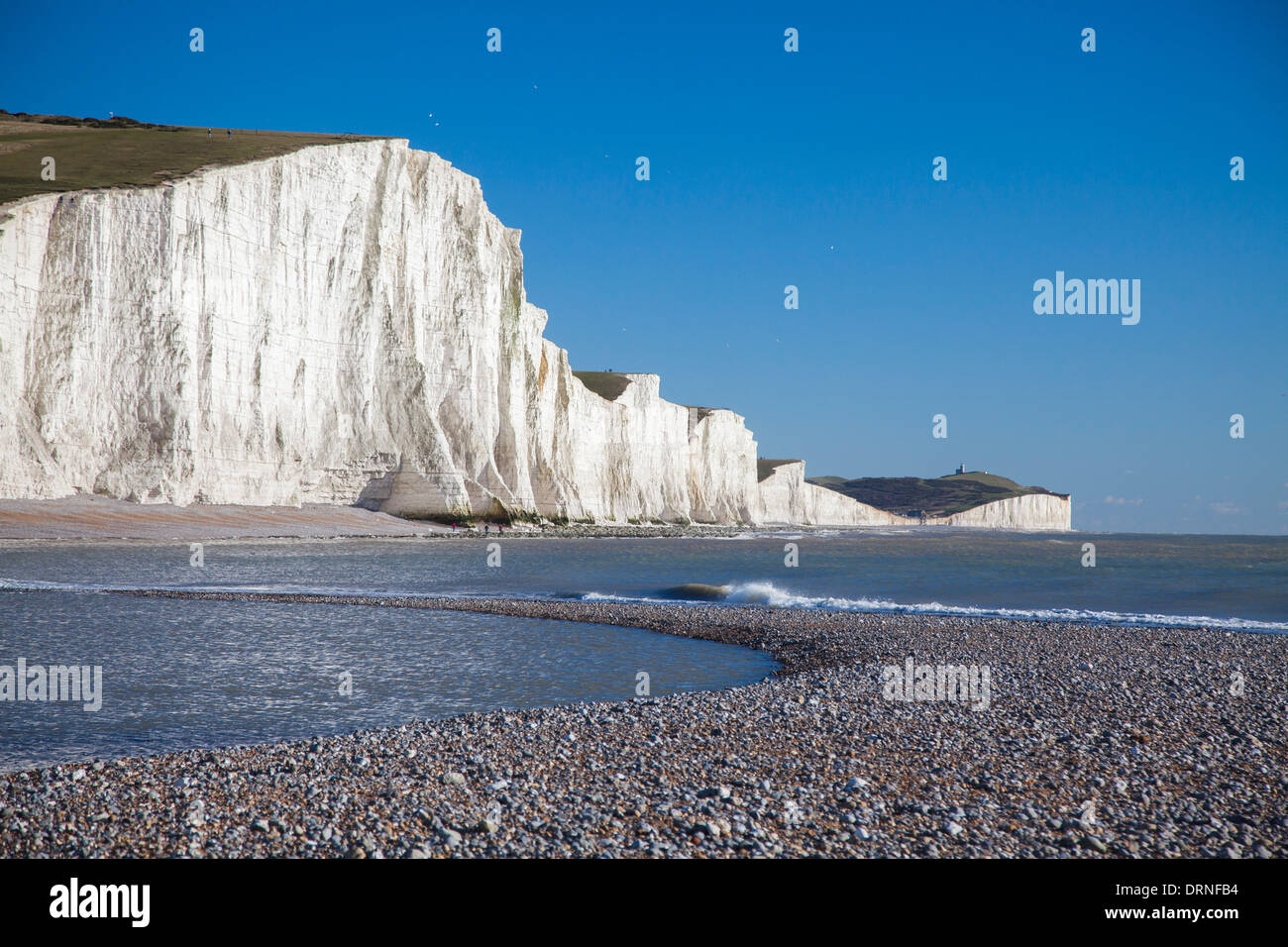 Die sieben Schwestern aus Cuckmere Haven Beach, Grafschaft Sussex, England. Stockfoto