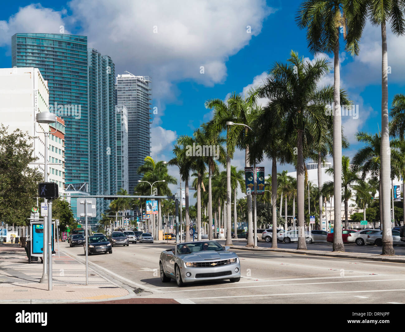 Blick auf Miami, Florida, USA - Biscayne Boulevard Stockfoto