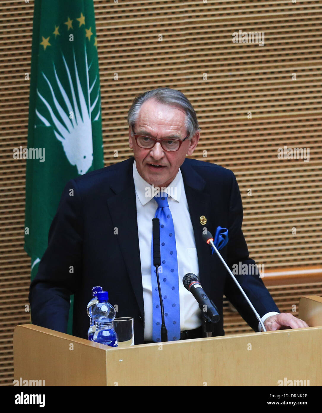 Addis Abeba, Äthiopien. 30. Januar 2014. Jan Eliasson, stellvertretender Generalsekretär, befasst sich mit der feierlichen Eröffnung der 22. Gipfeltreffen der Afrikanischen Union in Addis Abeba, Äthiopien, 30. Januar 2014. 22. Gipfeltreffen der Afrikanischen Union eröffnet in Äthiopiens Hauptstadt am Donnerstag mit Rallyesport Anrufe für den Kontinent Frieden und verwandeln die Landwirtschaft zur Beseitigung der Armut und Entwicklung zu beschleunigen. Bildnachweis: Meng Chenguang/Xinhua/Alamy Live-Nachrichten Stockfoto