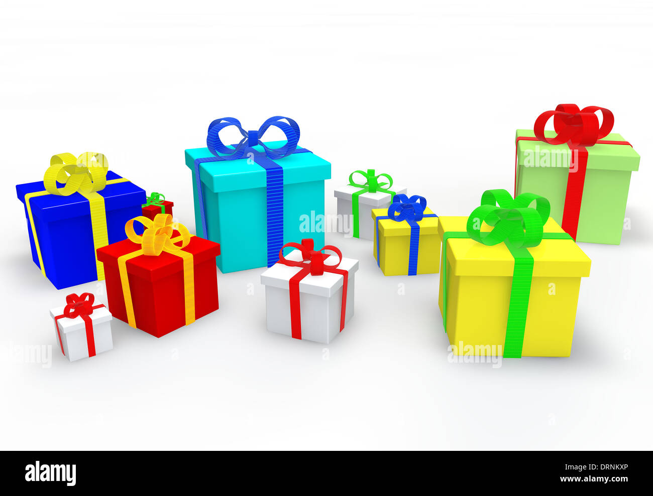 Geschenk-Boxen auf weißem Hintergrund Stockfoto