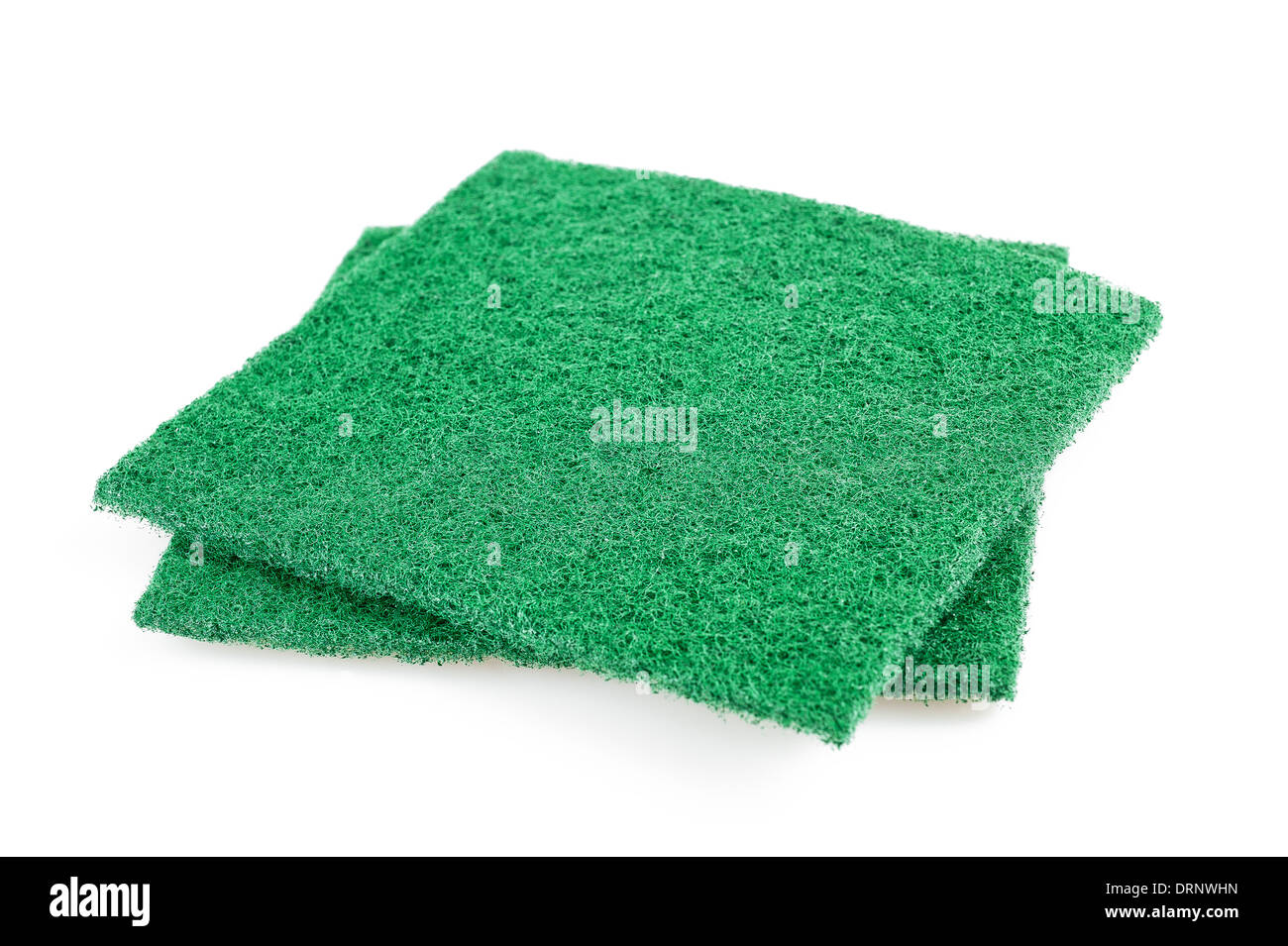 grünen Schwämme Küchentuch isoliert auf weißem Hintergrund Stockfoto