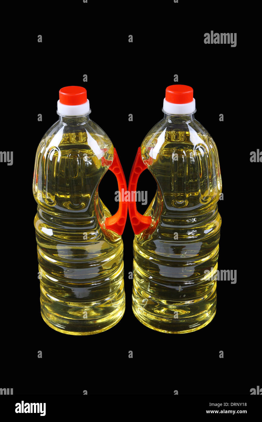zwei Flaschen Speiseöl Stockfoto