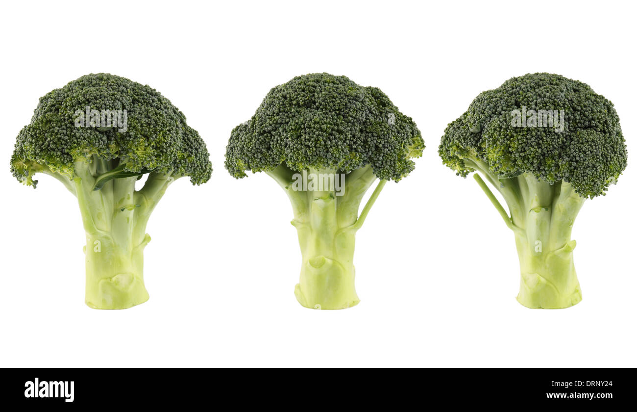 drei grüne Brokkoli Stockfoto
