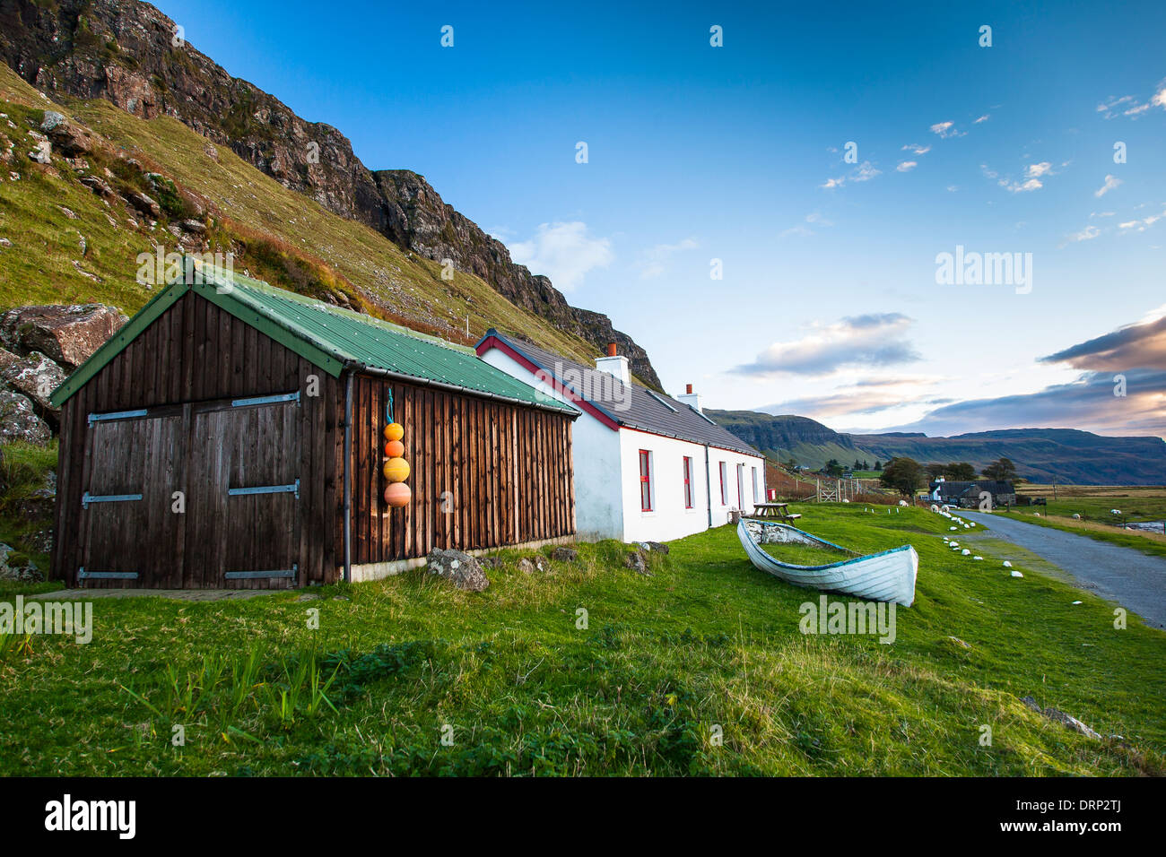 Traditionelle Hütte am Balnahard, Isle of Mull, Highlands, Schottland UK 2013 Stockfoto