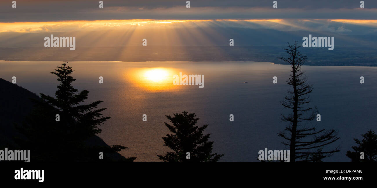 Sonnenuntergang über dem Lac Léman, Genfersee, Frankreich Stockfoto