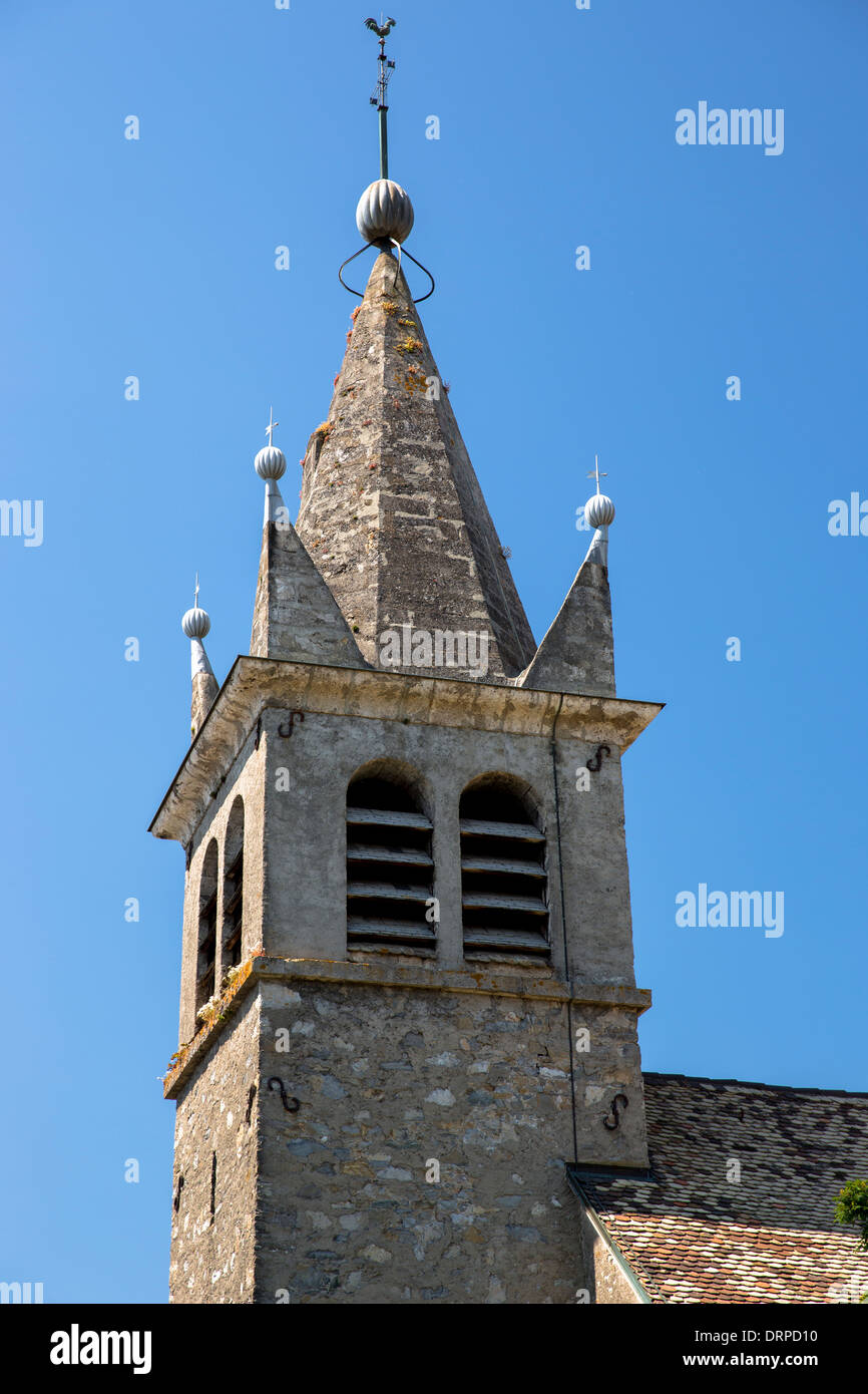 Kirche, Eglise de St Martin in Nernier vom Genfersee, Frankreich Stockfoto