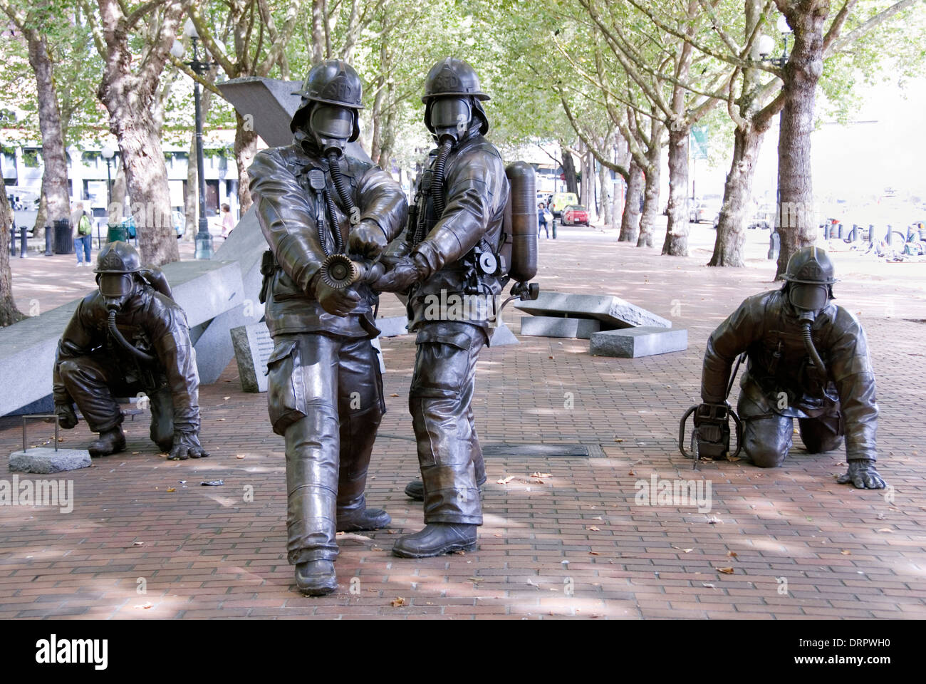 Gefallenen Feuerwehrmann Memorial, Pioneer Square, Seattle, USA 2012 Stockfoto
