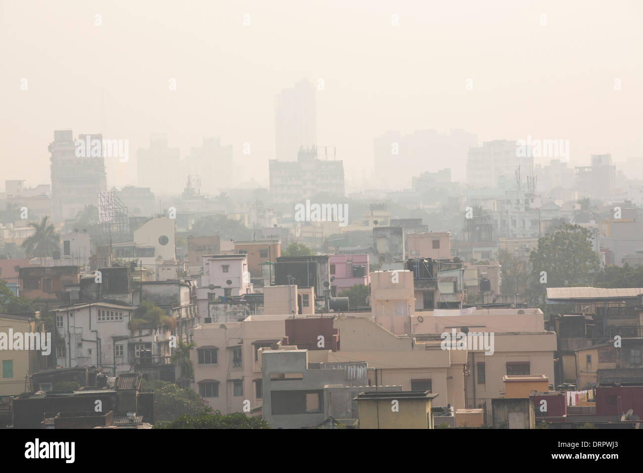 Schlechte Luftqualität und Umweltverschmutzung in Kalkutta, Indien. Stockfoto