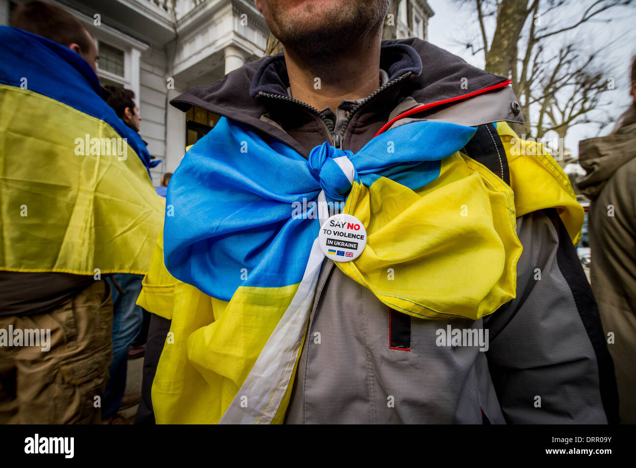 Britische Basis Ukrainer Solidarität Protest März in London Euromajdan Bewusstsein für die andauernden Proteste in Kiew, Ukraine Stockfoto