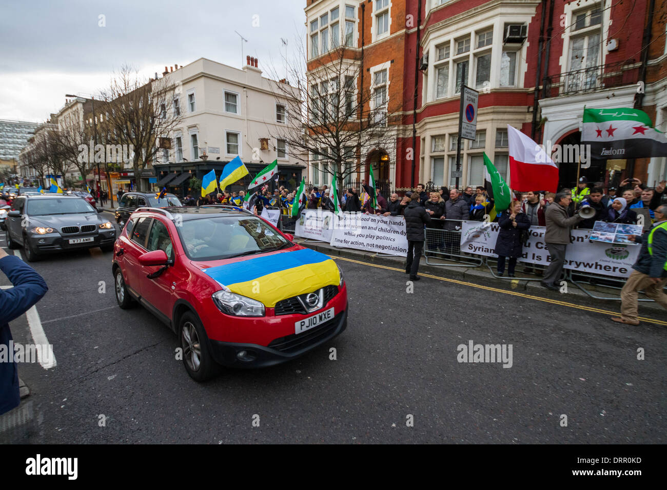 Britische Basis Ukrainer Solidarität Protest März in London Euromajdan Bewusstsein für die andauernden Proteste in Kiew, Ukraine Stockfoto